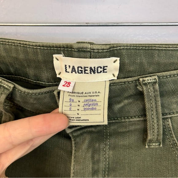 L'AGENCE Margo Olive Green Skinny Mid Rise Cropped Ankle Jeans Size 28 - Picture 10 of 12